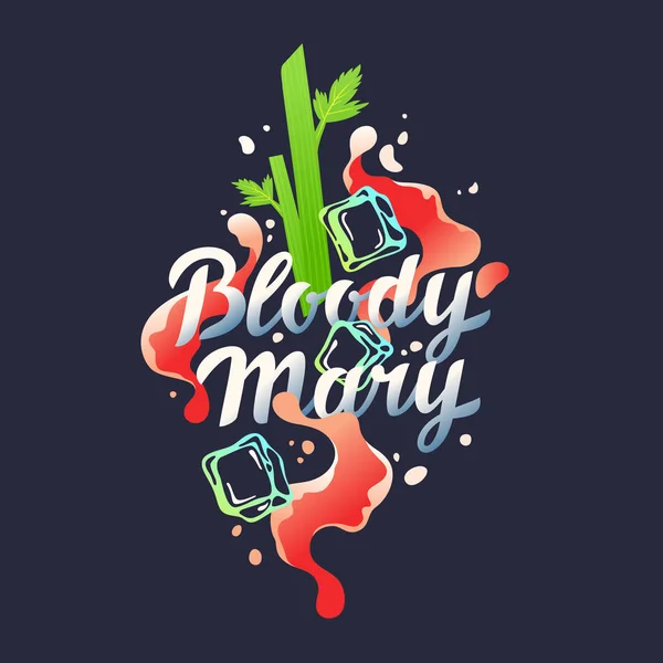 Etiqueta de letras dibujada a mano moderna para cóctel de alcohol Bloody Mary . — Vector de stock