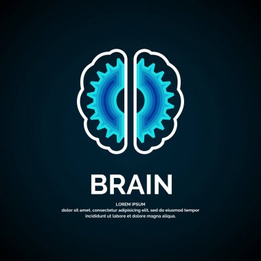 Vektör logo beyin renk siluet karanlık bir arka plan üzerinde.