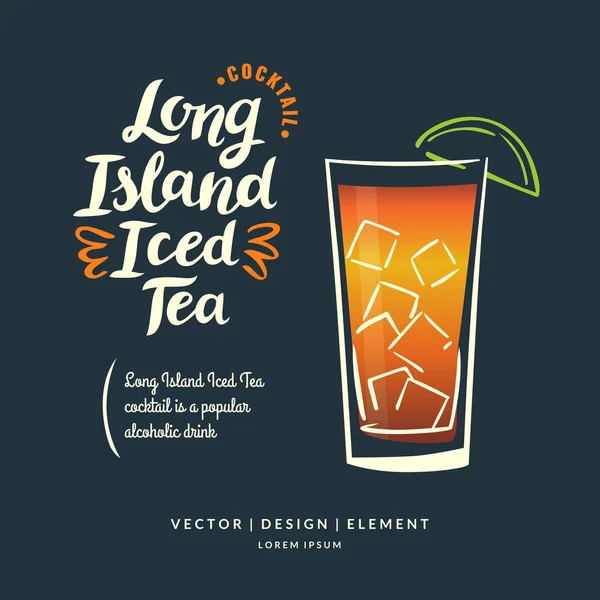 Moderne hand getrokken belettering label voor alcohol cocktail Long Island Iced Tea. Kalligrafie penseel en inkt. — Stockvector