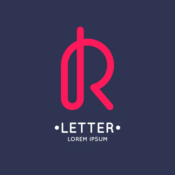 Modern doğrusal logo ve işareti R Harfi. — Stok Vektör