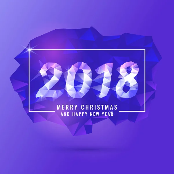 2018 Merry Christmas and Happy New Year. Abstract polygonal object in the background. Low poly design. — Stock Vector