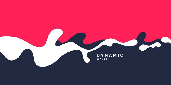 Яркий абстрактный векторный фон с динамическими волнами и всплесками. Плакат с градиентом
