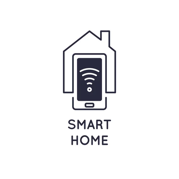 Ícone de casa inteligente. Emblema sinal Wi-Fi . —  Vetores de Stock