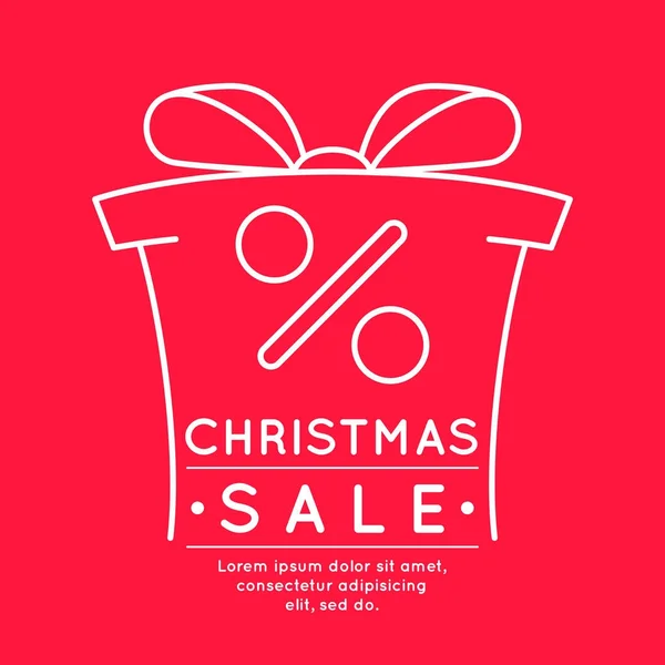 Merry Christmas försäljning bakgrund i linjär minimalistisk stil med bollen och träd. — Stock vektor