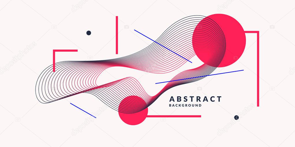 Abstract background with dynamic linear waves. Vector illustration in flat style