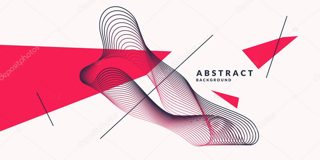 Abstract background with dynamic linear waves. Vector illustration in flat style