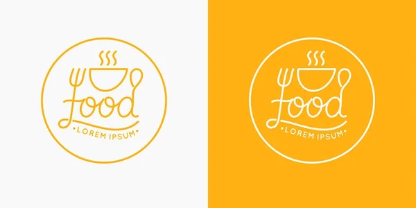 Moderno logotipo vectorial minimalista de alimentos. y letras dibujadas — Vector de stock