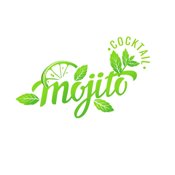 Etichetta moderna disegnata a mano per cocktail alcolici Mojito . — Vettoriale Stock