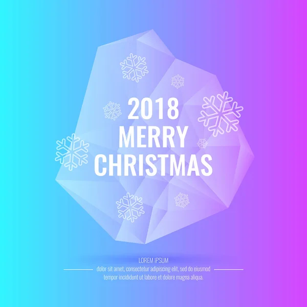 2018 Merry Christmas and Happy New Year. Abstract polygonal object in the background. Low poly design. — Stock Vector