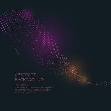 Vector abstract background with a colored dynamic waves, line and particles. clipart