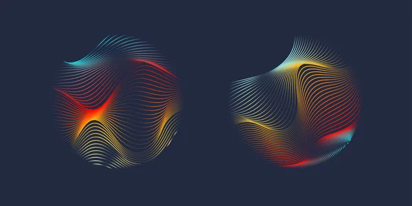 Vector abstracte achtergrond met een gekleurde dynamische golven, lijn en deeltjes. — Stockvector