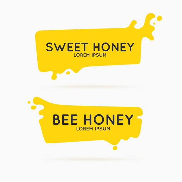 Os adesivos nos produtos do apiário. Cartaz vetorial para mel de abelha . —  Vetores de Stock