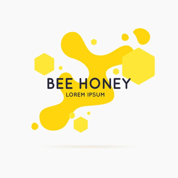 Os adesivos nos produtos do apiário. Cartaz vetorial para mel de abelha . — Vetor de Stock