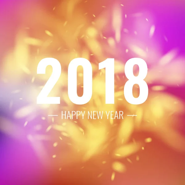 Boldog új évet 2018. Egy felirat és egy behavazott háttér világos poszter. — Stock Vector