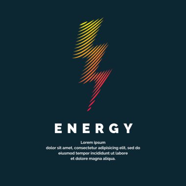 Enerji izi. Dinamik çizgiler karanlık bir arka plan üzerinde renkli fermuar.