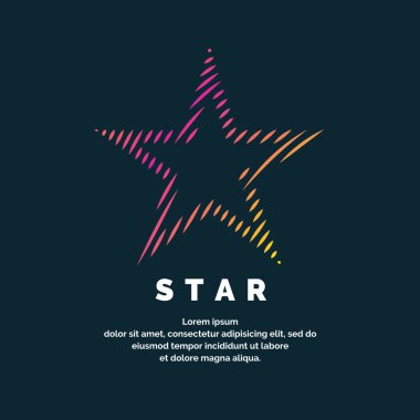 Modern renkli logo star futuristik bir stil. Karanlık bir arka plan üzerinde vektör çizim.