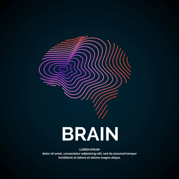 Vector logo brain color silhouette — Stock Vector