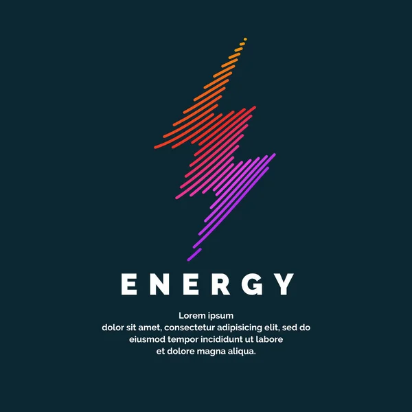 エネルギーのサイン。暗い背景上の動的な線の色のジッパー. — ストックベクタ