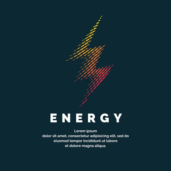 エネルギーのサイン。暗い背景上の動的な線の色のジッパー. — ストックベクタ