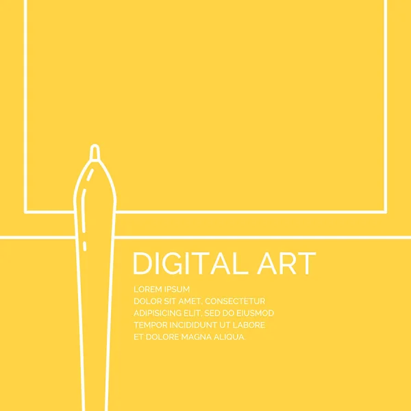 Manifesto d'arte digitale in stile lineare. Illustrazione su sfondo giallo . — Vettoriale Stock