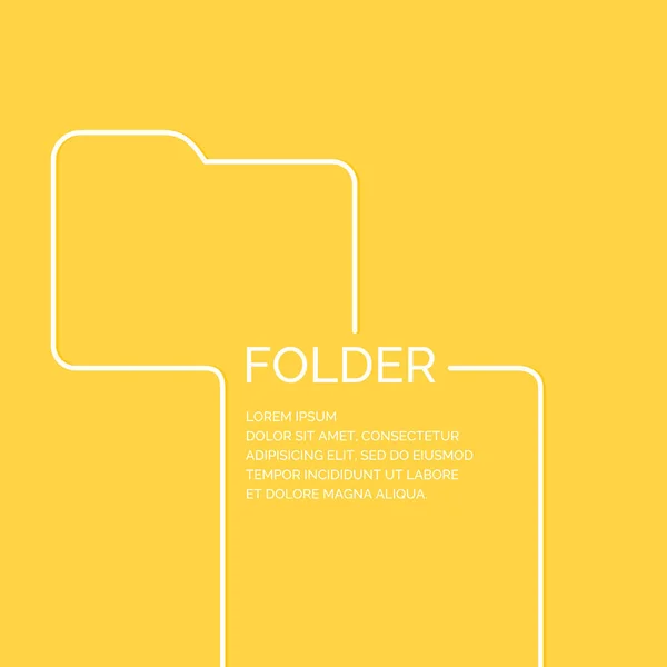直線的なスタイルのフォルダー。黄色の背景のイラスト. — ストックベクタ
