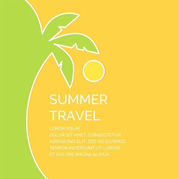 Yaz seyahat poster doğrusal bir tarzda. Resimde sarı bir arka plan üzerinde. — Stok Vektör
