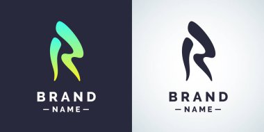 Modern doğrusal logo ve işareti R Harfi.