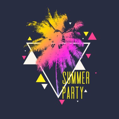 Palmiye ağacı ve geometrik grafik ile modern poster.