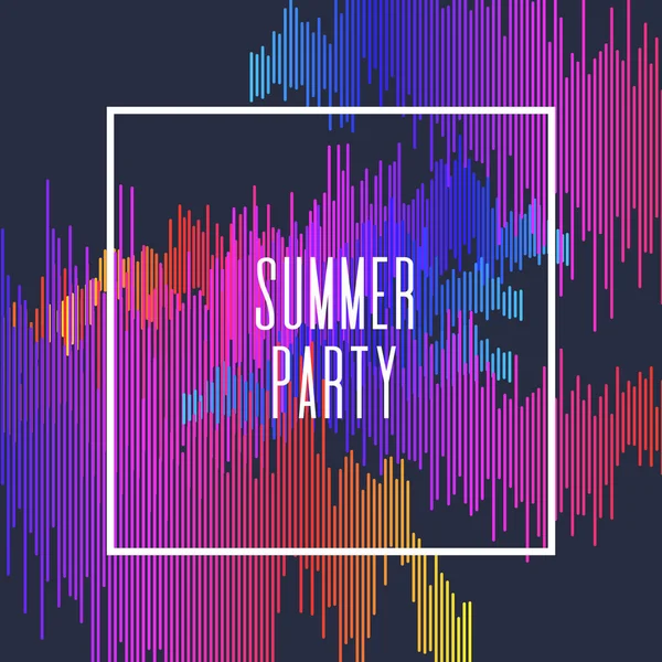 Cartaz de festa de verão. Listras coloridas no fundo escuro . — Vetor de Stock