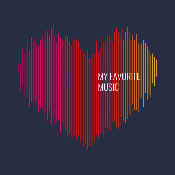 Ondes musicales en forme de cœur en arrière-plan . — Image vectorielle