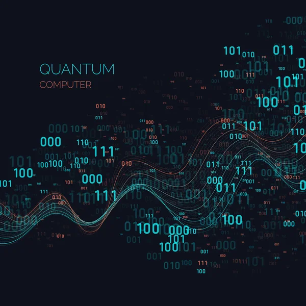 Computadora cuántica de cálculo. Análisis y transferencia de datos . — Vector de stock