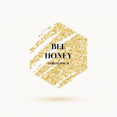 Arı bal etiket ve gold ile posteri glitter.