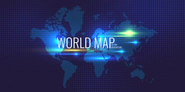 Noktalı resim arka plan ve dünya haritası üzerinde mavi arka plan ile banner.