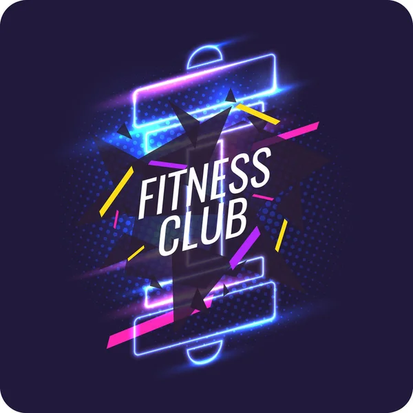 Modern neon poster for sports and fitness club. — Stock Vector