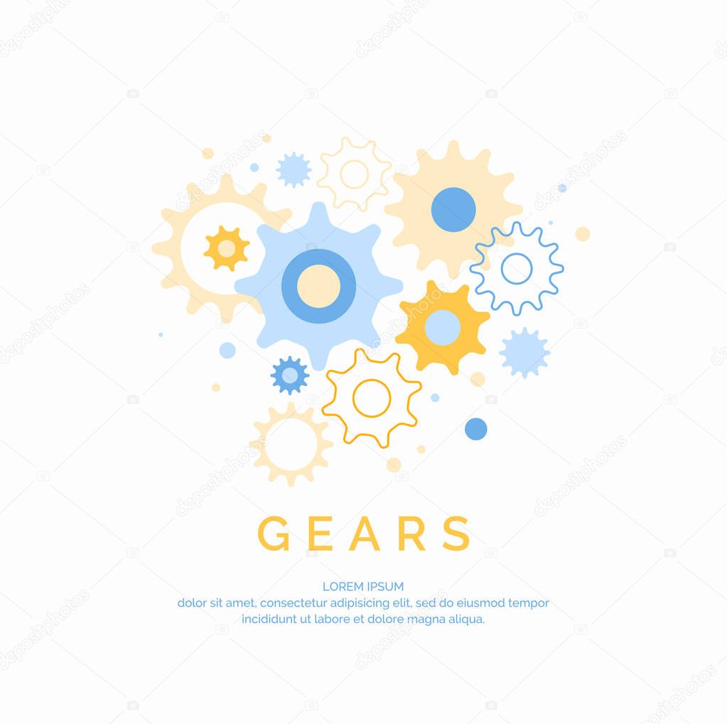 Colored gears on a light background.