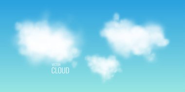 Şeffaf beyaz bulut gökyüzü üzerinde. Gerçekçi illüstrasyon.