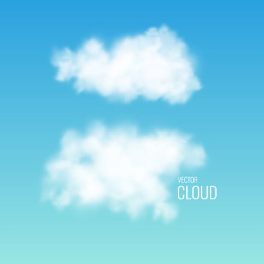 Şeffaf beyaz bulut gökyüzü üzerinde. Gerçekçi illüstrasyon.