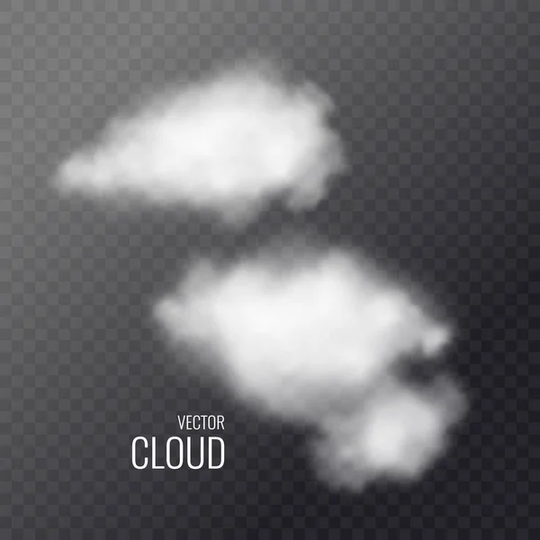 Transparent vitt moln i bakgrunden. Realistisk illustration. — Stock vektor