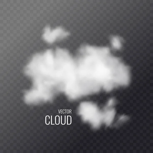 Transparante witte wolk in de achtergrond. Realistische afbeelding. — Stockvector