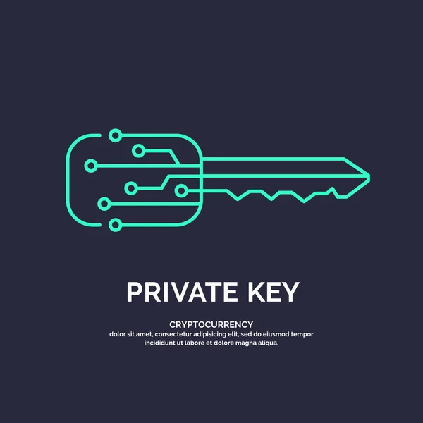 Chave privada para criptomoeda. Tecnologias digitais globais . —  Vetores de Stock