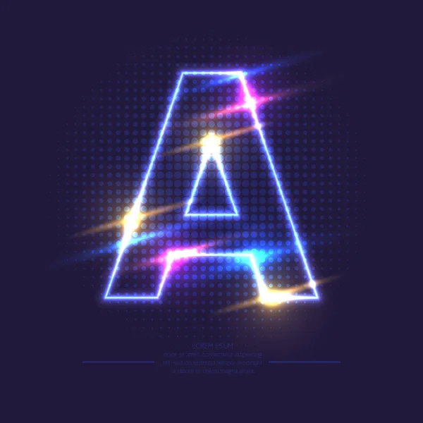 Neon sign the letter A. — Stock Vector