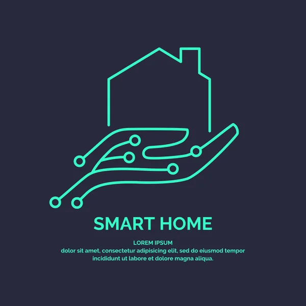 Smarta hem ikon och emblem digital teknik. — Stock vektor