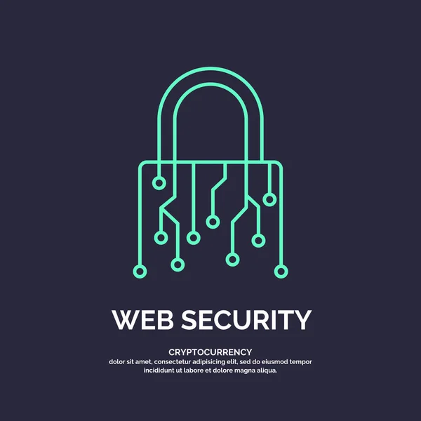 Seguridad web para criptomoneda. Tecnologías digitales globales . — Vector de stock