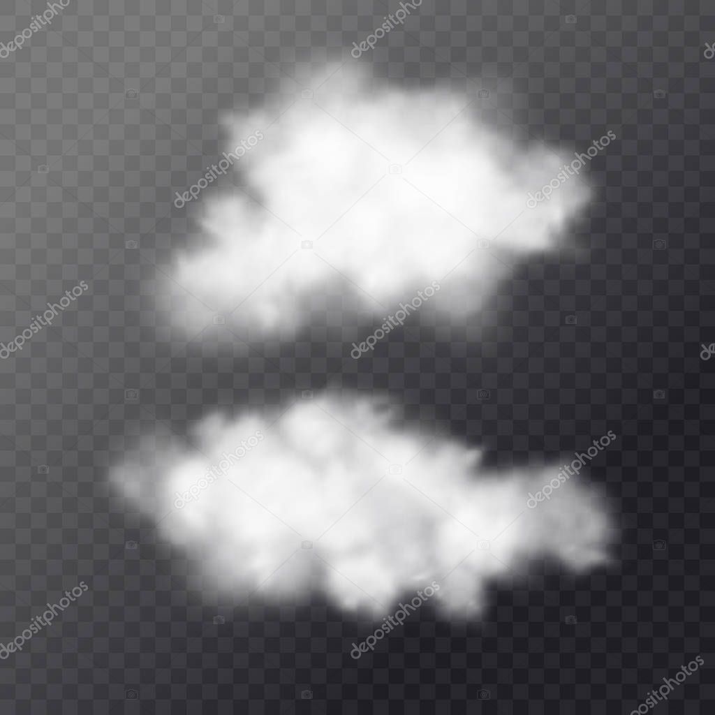 Transparent white cloud in the background. Realistic illustration.