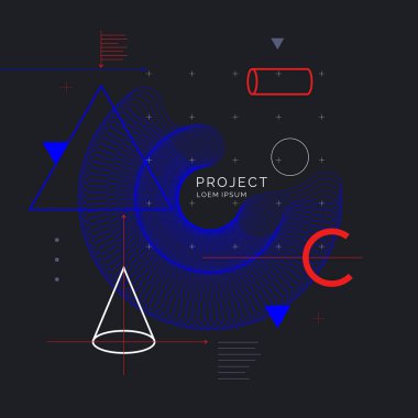 Popüler sanat geometrik arka plan düz, minimalist Memphis tarzı ile. Vektör poster