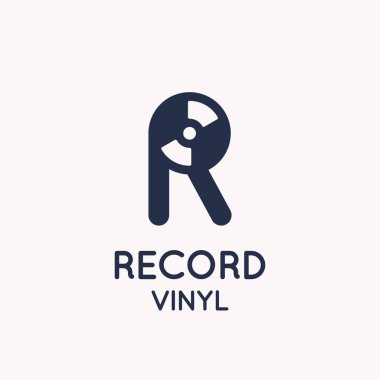 Logo vinil kaydının. Mektup R. vektör çizim