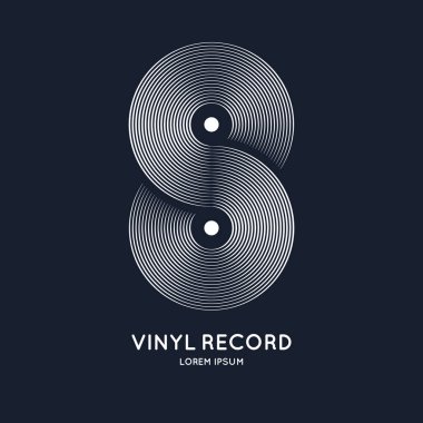 Vinil plağın posteri. Koyu arkaplanda resim müziği.