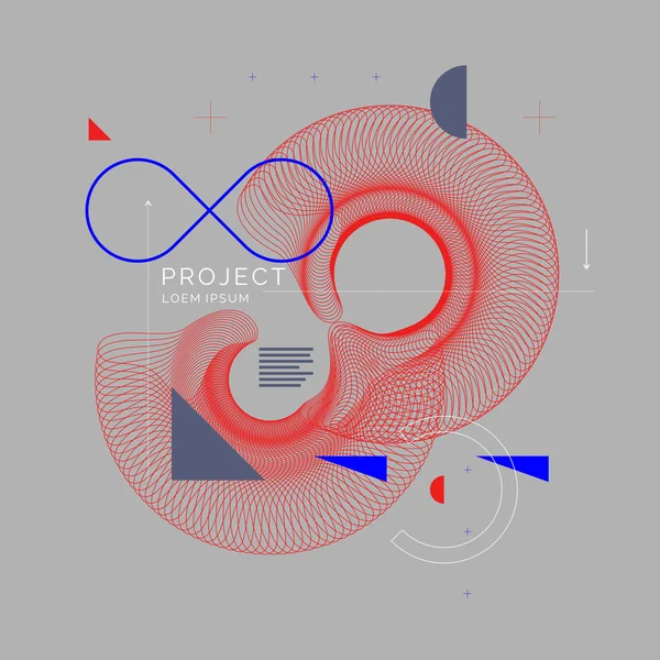 Arte moderna abstrata fundo geométrico com plano, estilo minimalista Memphis. Cartaz vetorial —  Vetores de Stock