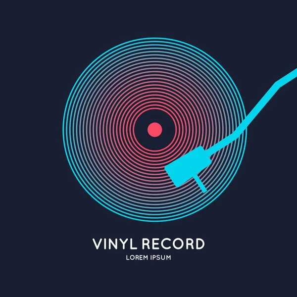 Affiche du disque vinyle. Musique d'illustration sur fond sombre. — Image vectorielle