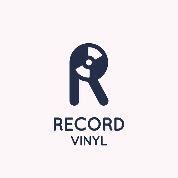 Logo du disque vinyle. Lettre R. Illustration vectorielle — Image vectorielle